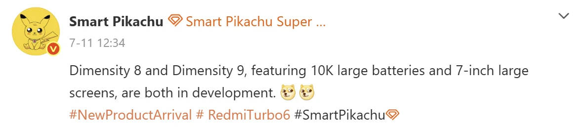 Bocoran spesifikasi Redmi Turbo 6 series. Sumber: Smart Pikachu/ Weibo via GizmoChina.