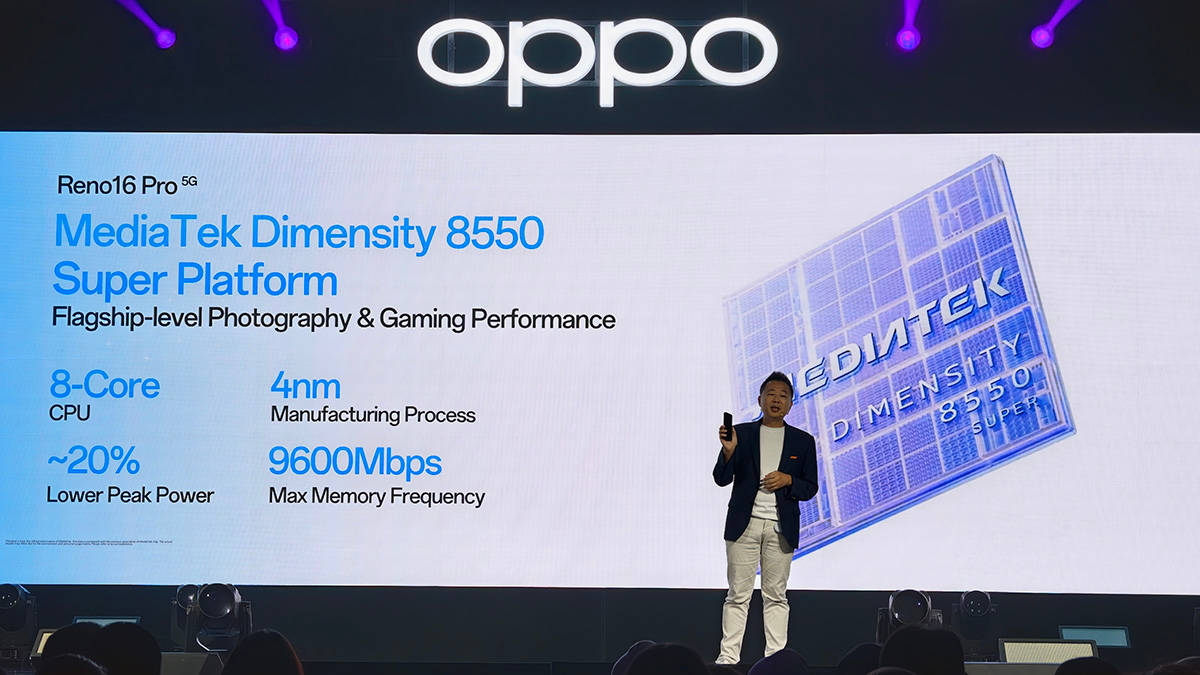 MediaTek Dimensity 8550 Debut di Oppo Reno 16 Pro, Ini Kecanggihannya