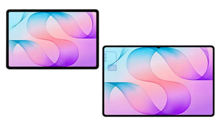 Render tampilan depan dari Galaxy Tab S12 Plus dan Ultra.