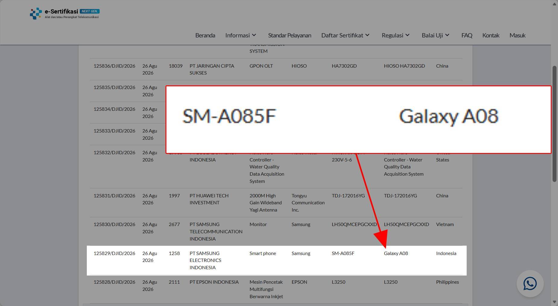 Galaxy A08 akhirnya muncul di Postel Komdigi, kini diduga semakin dekat dengan tanggal peluncurannya di Indonesia.