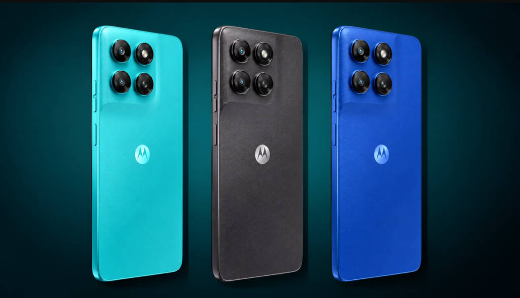 Tiga varian warna Moto G47 Power yang tersedia di pasar Eropa.
