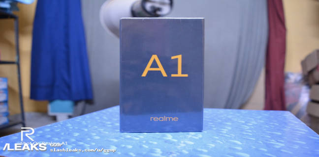 Realme A1 retail box leak image notch display specs realme x