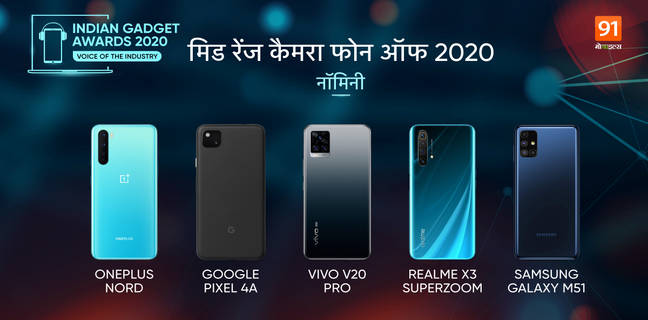The Indian Gadget Awards 2020 : Best mid range camera phone 2020 कैटेगरी में देखें कौन बना है नाॅमिनी The Indian Gadget Awards 2020 Best mid range camera phone 2020