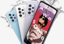 Samsung Galaxy A52s 5g phone poster image on india retail store