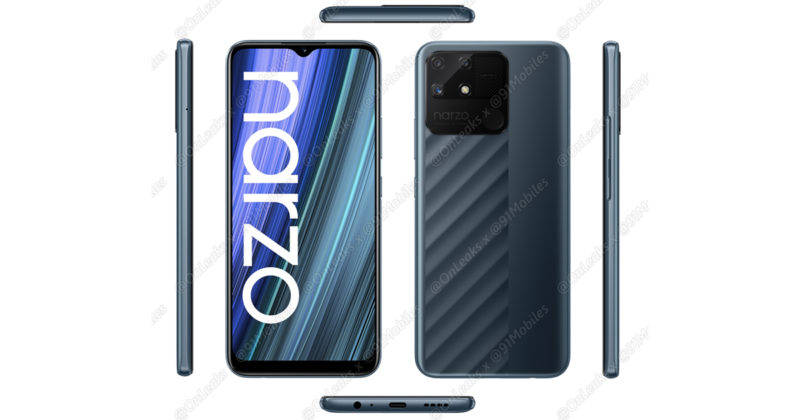Realme Narzo 50A press Render triple rear camera specs Price leaked