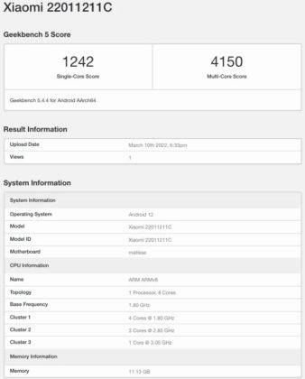 Redmi K50 Pro and Redmi K50 Pro Plus Geekbench listing