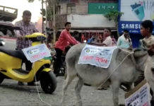 ola e scooter tied to donkey customer said never purchase this electric scooter