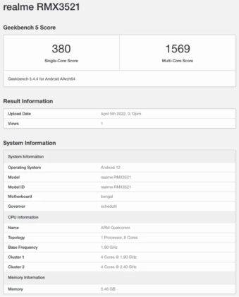 Realme 9 4G Geekbench