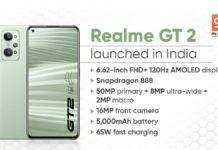 Realme GT 2 Launched with Snapdragon 888 processor, 65W fast charge and 50MP camera
