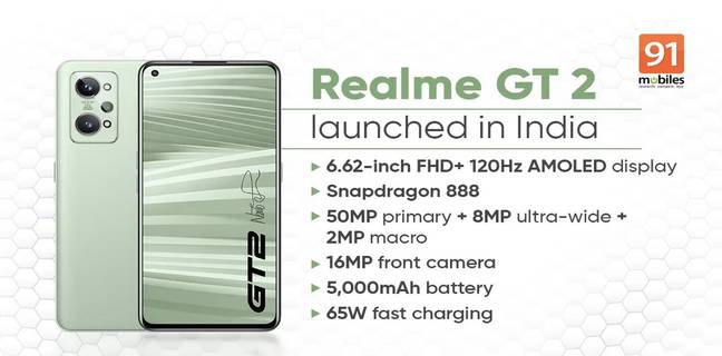 Realme GT 2 स्मार्टफोन धाकड़ स्पेसिफिकेशन्स Snapdragon 888 प्रोसेसर, 65W फास्ट चार्ज और 50MP कैमरा के साथ लॉन्च, जानें क्या है कीमत Realme GT 2 Launched with Snapdragon 888 processor, 65W fast charge and 50MP camera
