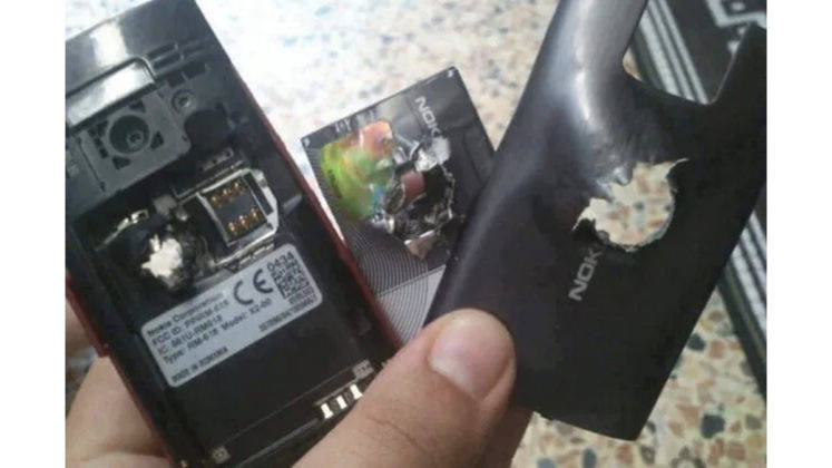 gun bullet in mobile phone saved users life