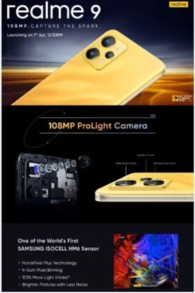 Realme will launch Realme 9 4G in India on 7th April 2022