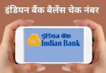 indian bank balance check number