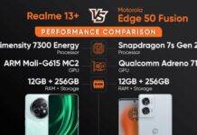 Realme 13 plus vs Motorola Edge 50 Fusion