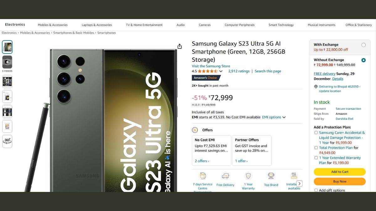 Samsung Galaxy S23 Ultra 5G with 52000rs discount on amazon