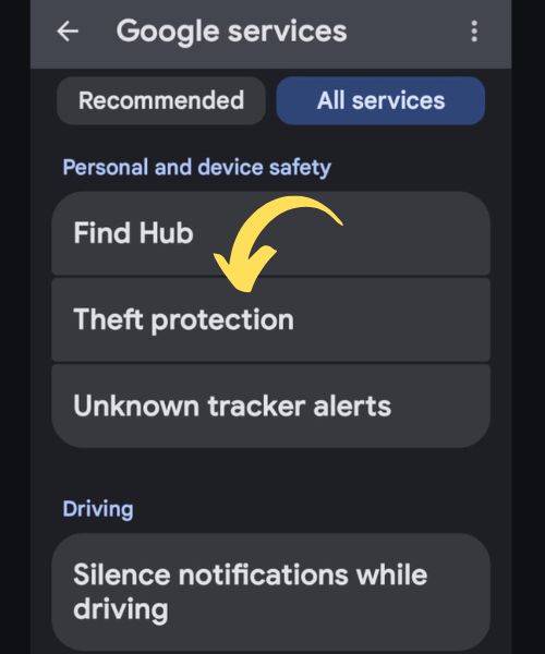 Android anti-theft feature
