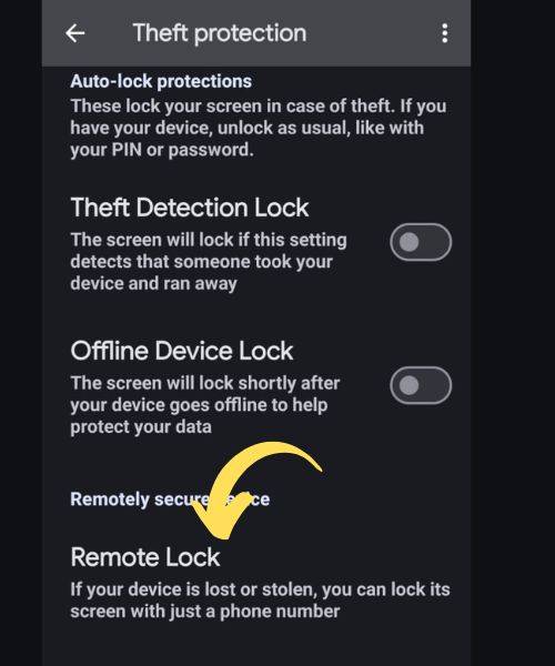Android anti-theft feature