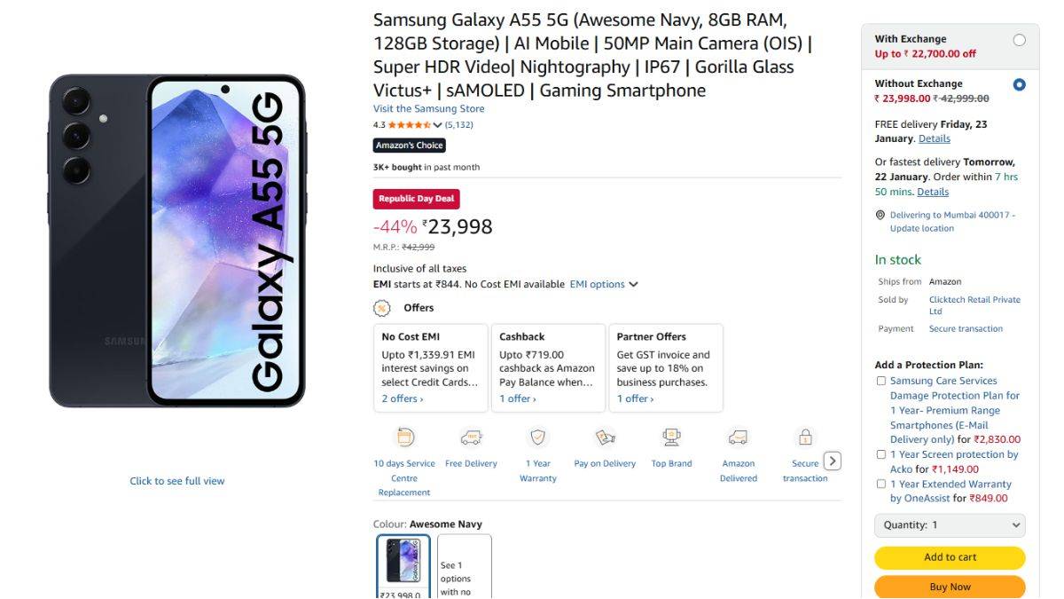 Amazon Great Republic Day Sale 2026 Samsung Galaxy A55 5G