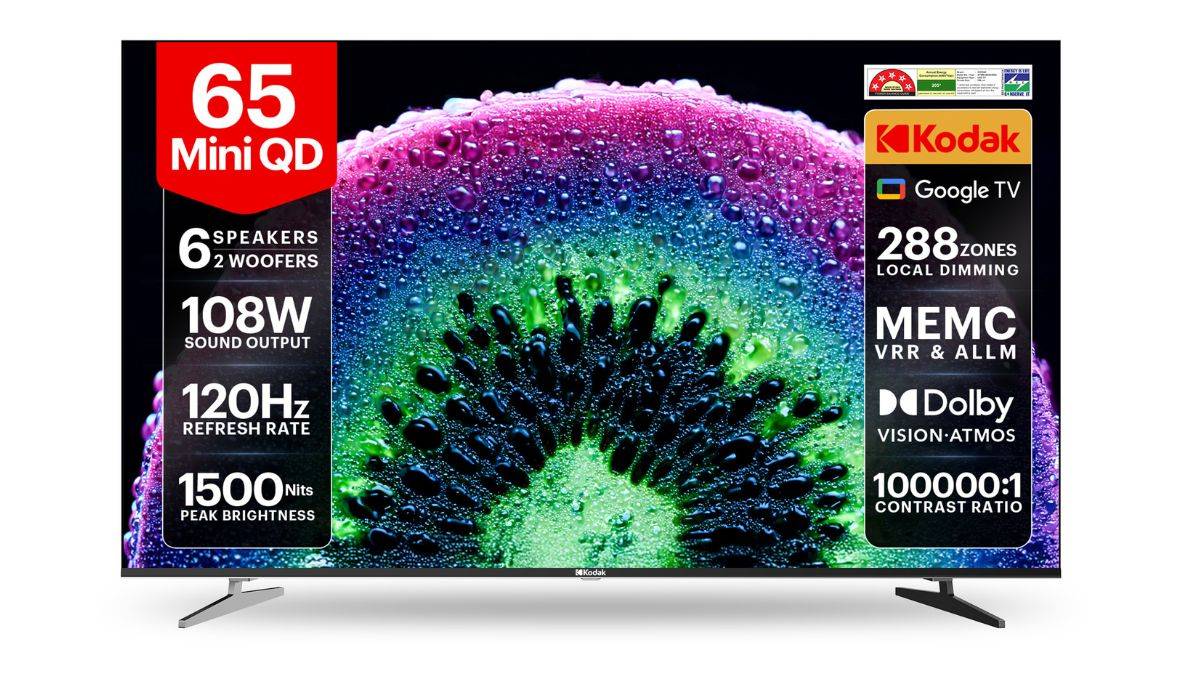 Kodak ने लॉन्च किया 65-इंच Mini QD TV, 1500 Nits ब्राइटनेस और 108W Dolby Atmos साउंड के साथ, जानें कीमत