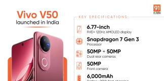 Vivo V50 ra mắt tại Ấn Độ: Chip Snapdragon 7 Gen 3, pin 6.000mAh, camera 50MP