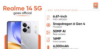 Realme 14 5G với Snapdragon 6 Gen 4 SoC, pin 6.000mAh ra mắt toàn cầu