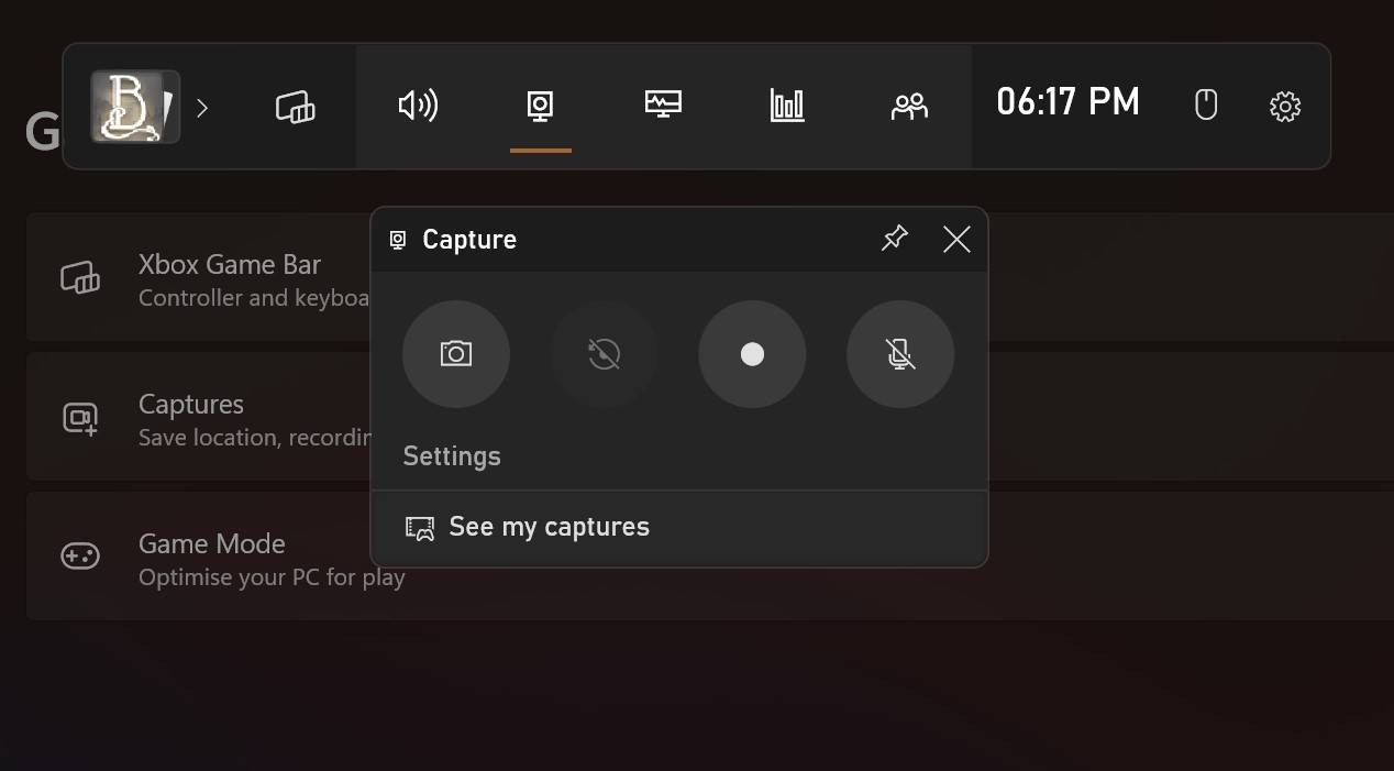 Capture screenshot on Windows using Winows key + G