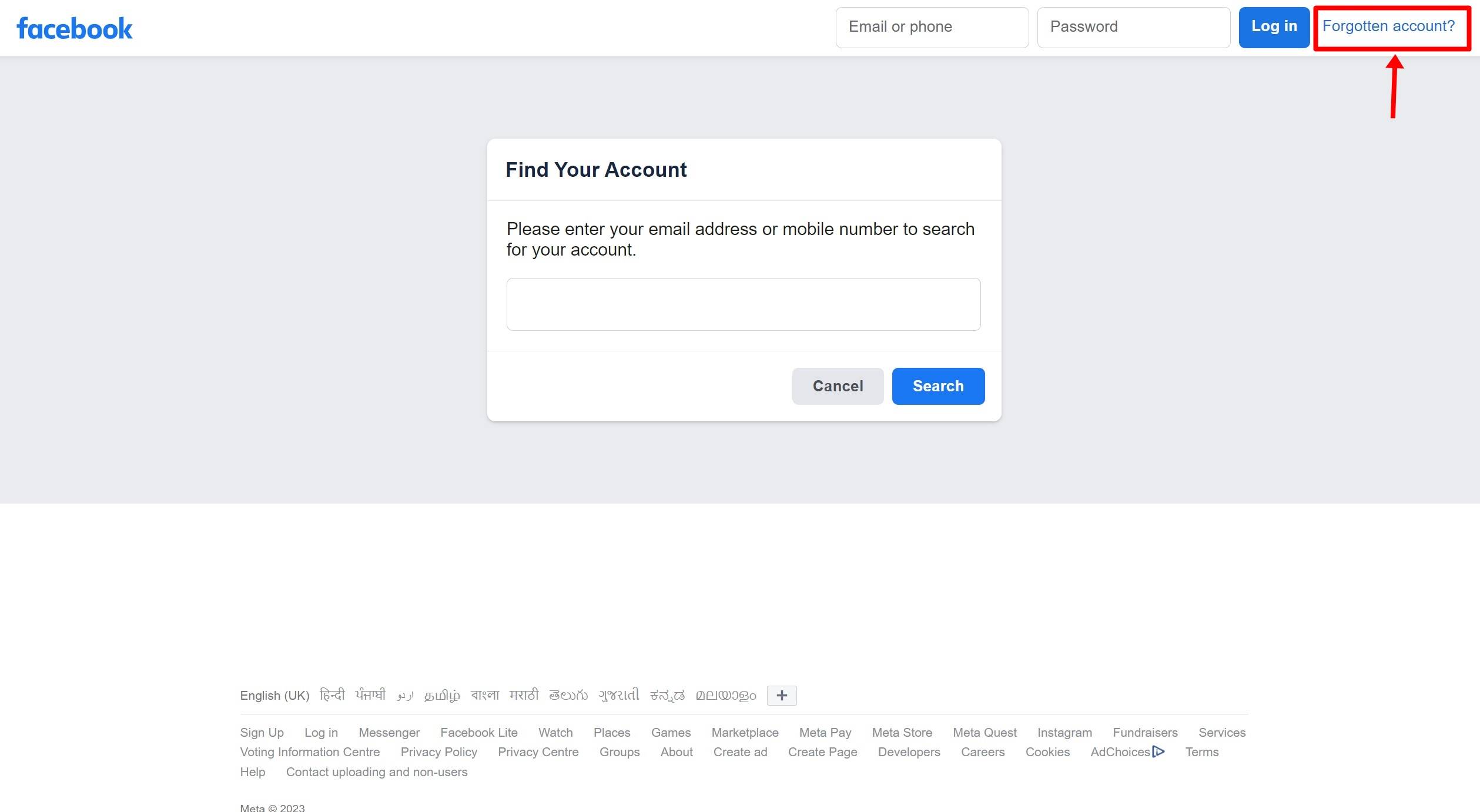 Unlock Facebook account by forgetting password