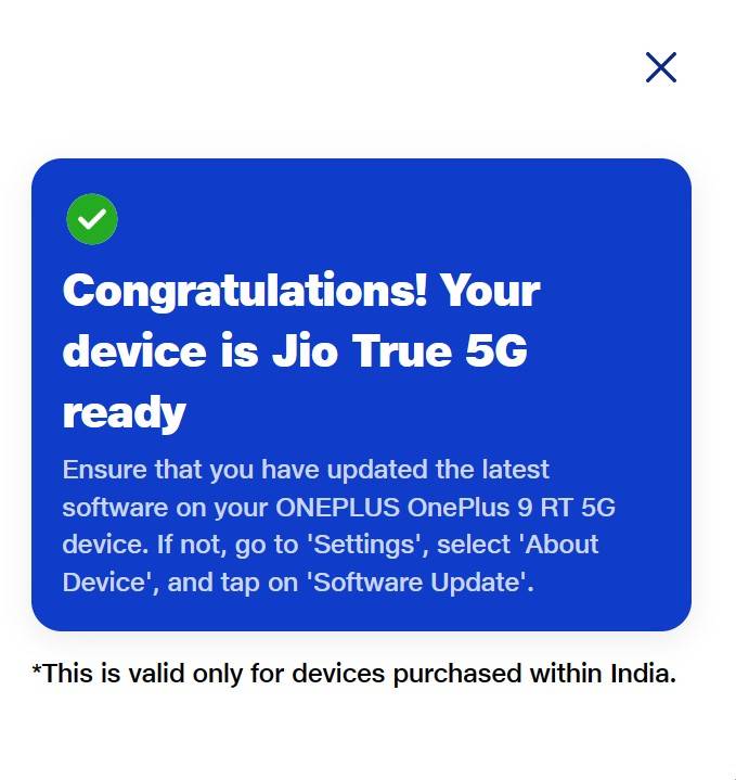 Check smartphone is Jio 5G ready