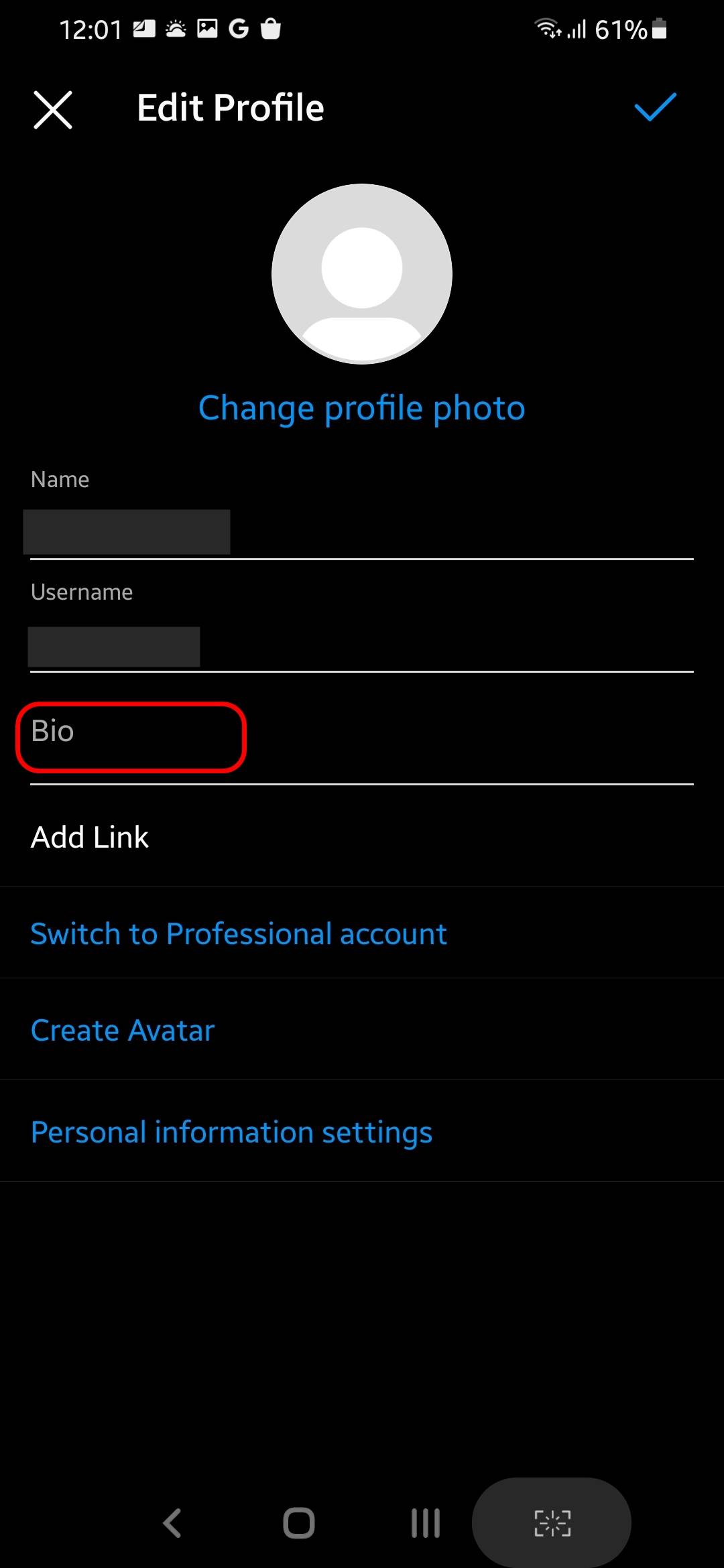 How to add Bio in Instagram