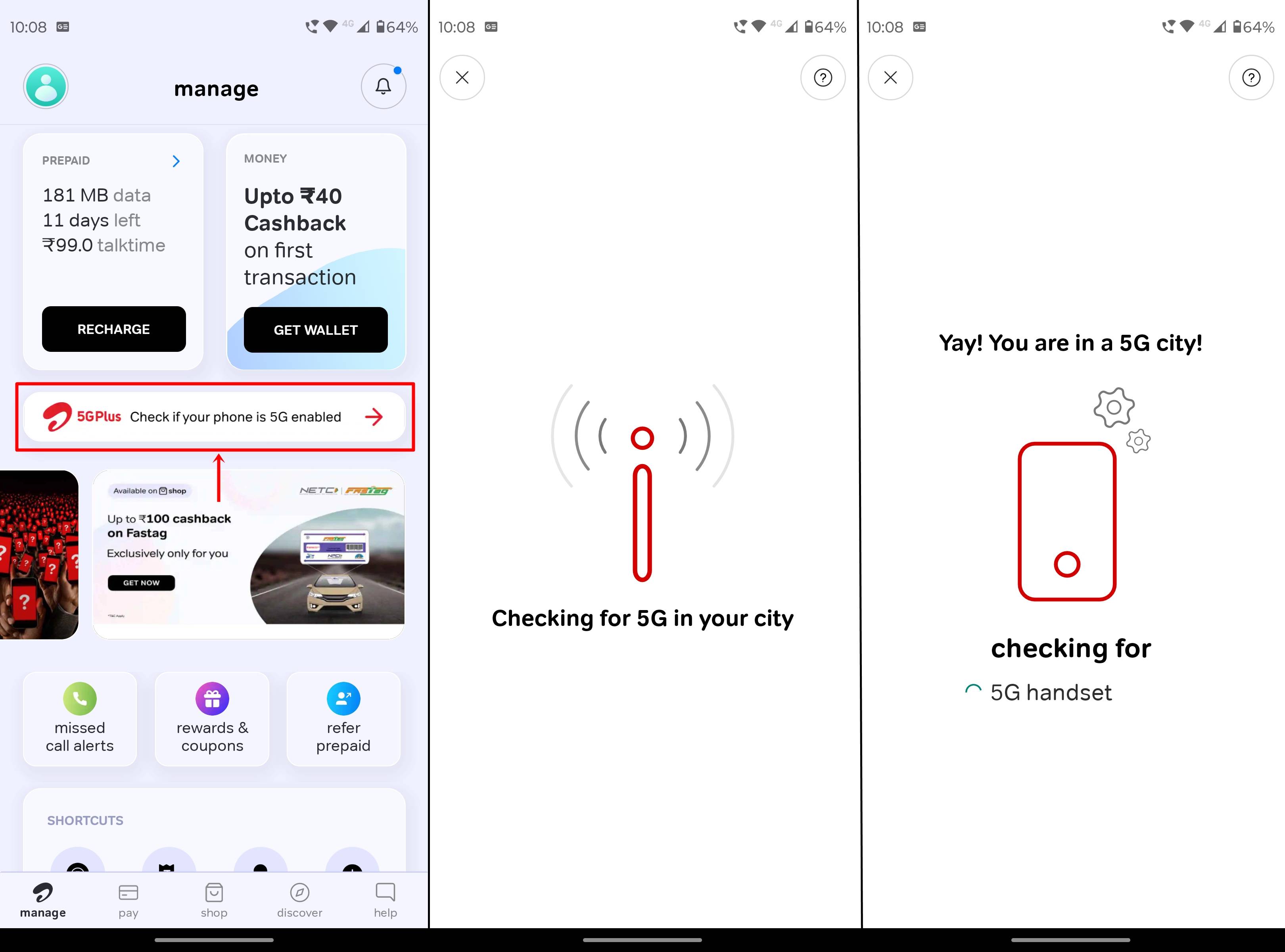How to check 5G availibility through Airtel Thanks app