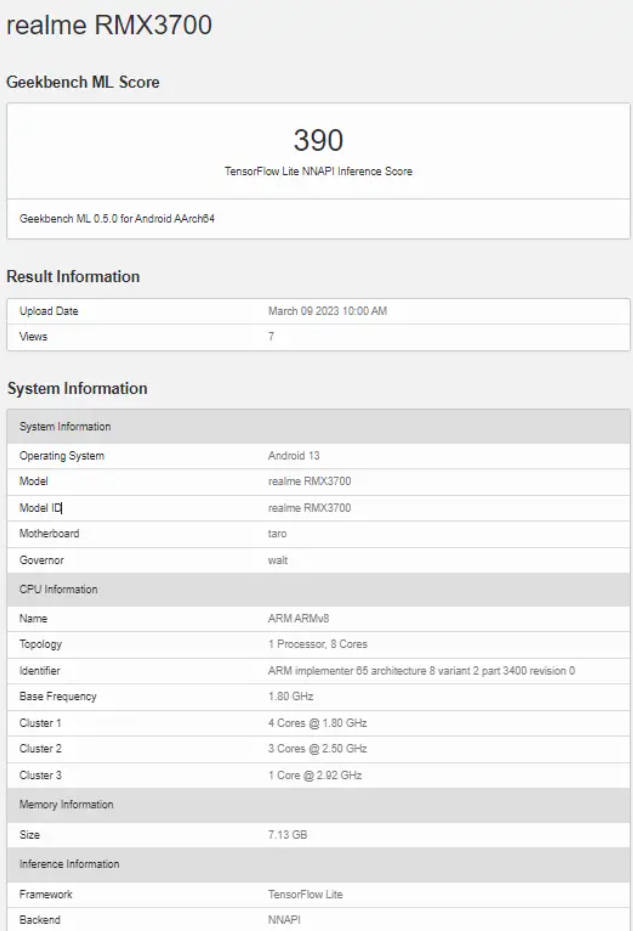 Realme GT Neo 5 SE geekbench