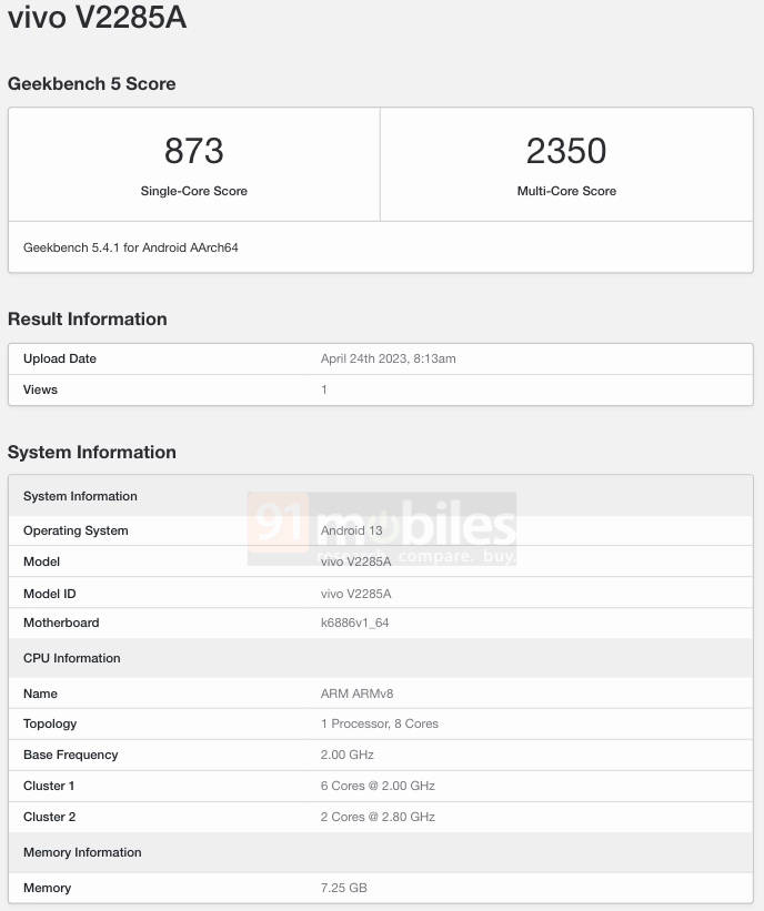 Vivo VS17 Pro Geekbench