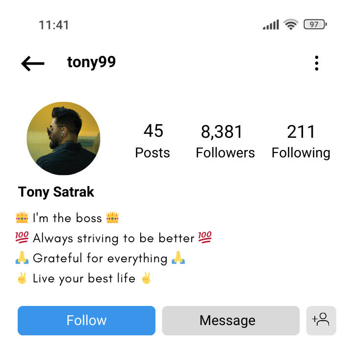 Emoji Instagram bio for boys
