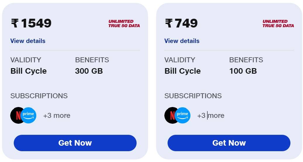 Jio postpaid plans with Netflix subscriptions