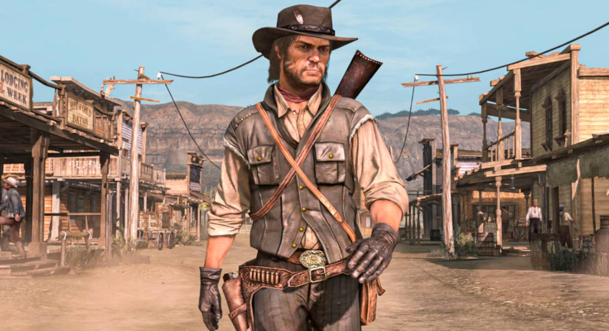 John Marston from Red Dead Redemption walking boldly