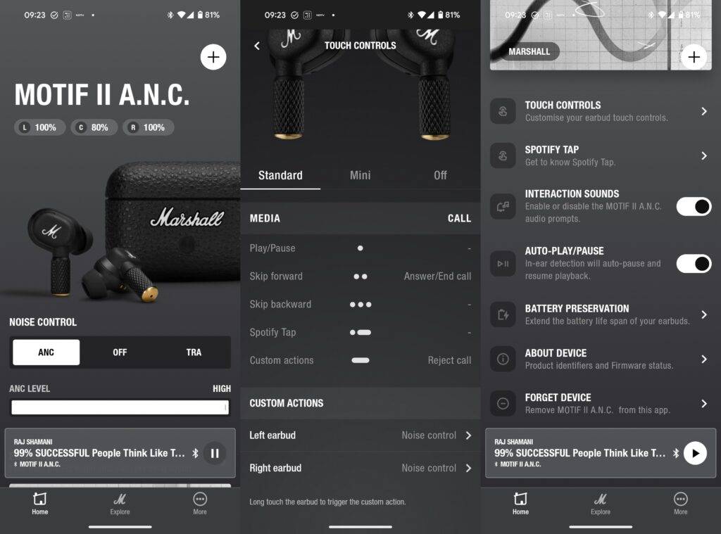 Marshall Motiff II ANC app