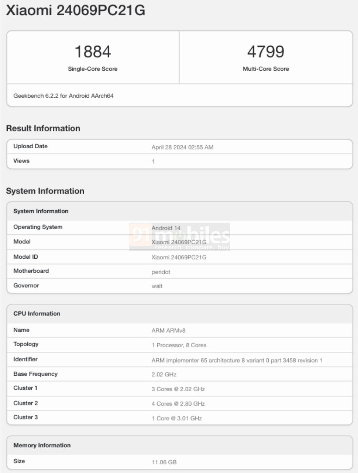 Poco F6 (24069PC21G) Global Variant Geekbench