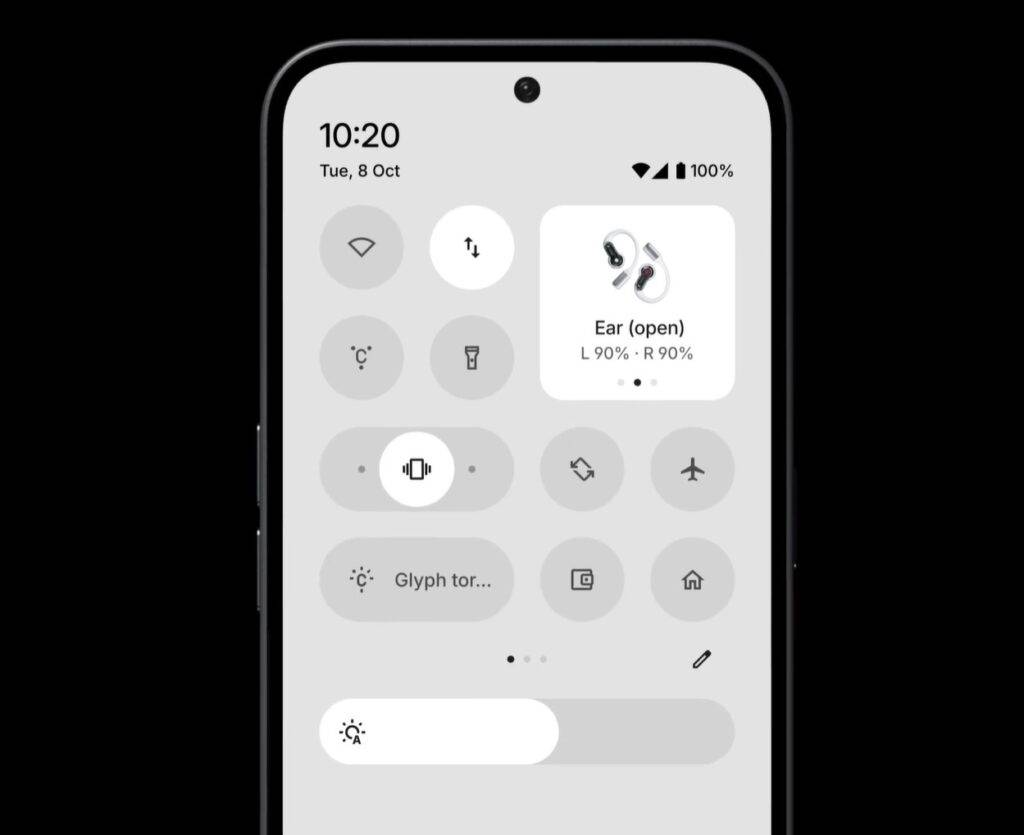 Nothing OS 3.0 quick settings panel