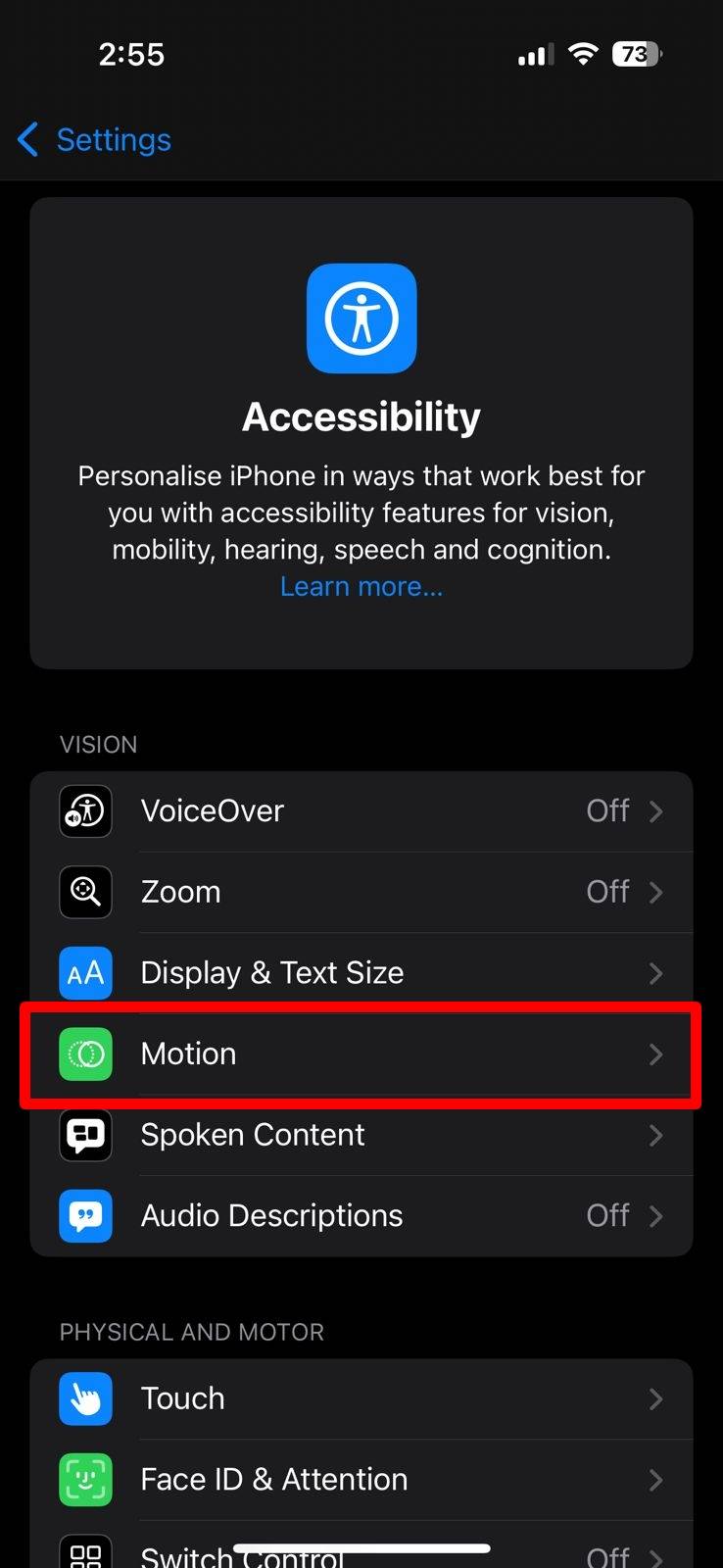 enable or disable 120Hz ProMotion refresh rate on iPhone