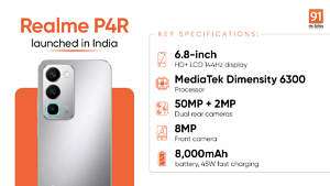 Realme P4R launches in India with 8,000mAh battery, 144Hz display, and Dimensity 6300 SoC