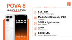 POVA 8 launched in India with 8,000mAh battery and Alive Matrix rear display: check price, specifications