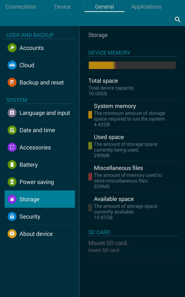 Samsung Tab S_storage