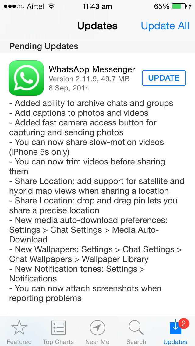 whatsapp news update