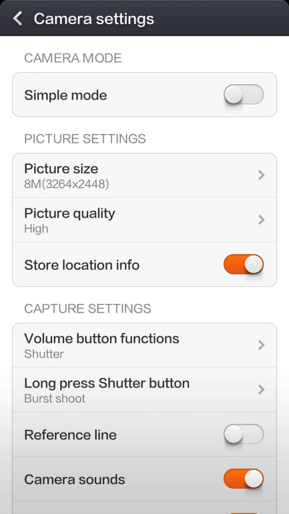 Xiaomi Redmi 1s_camera settings