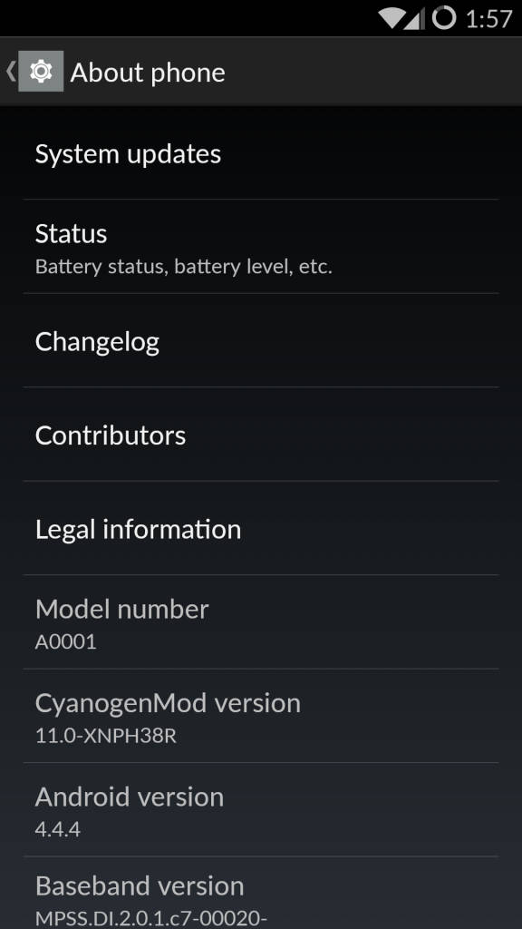 OnePlus One_about phone