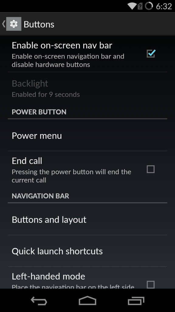 OnePlus One_button settings