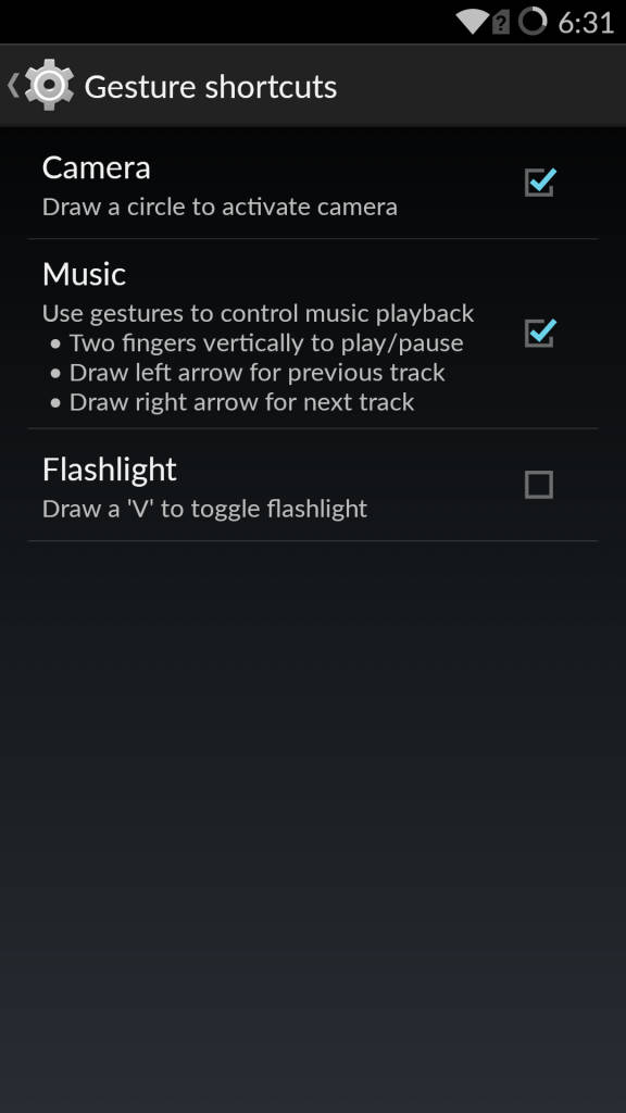 OnePlus One_gesture shortcuts