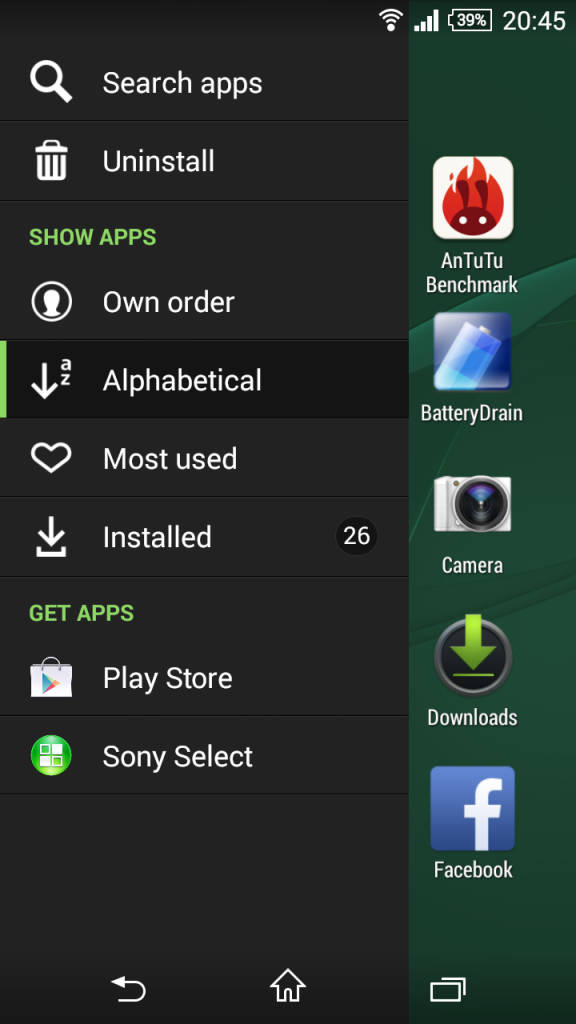 Sony Xperia Z3 Comapct_app drawer