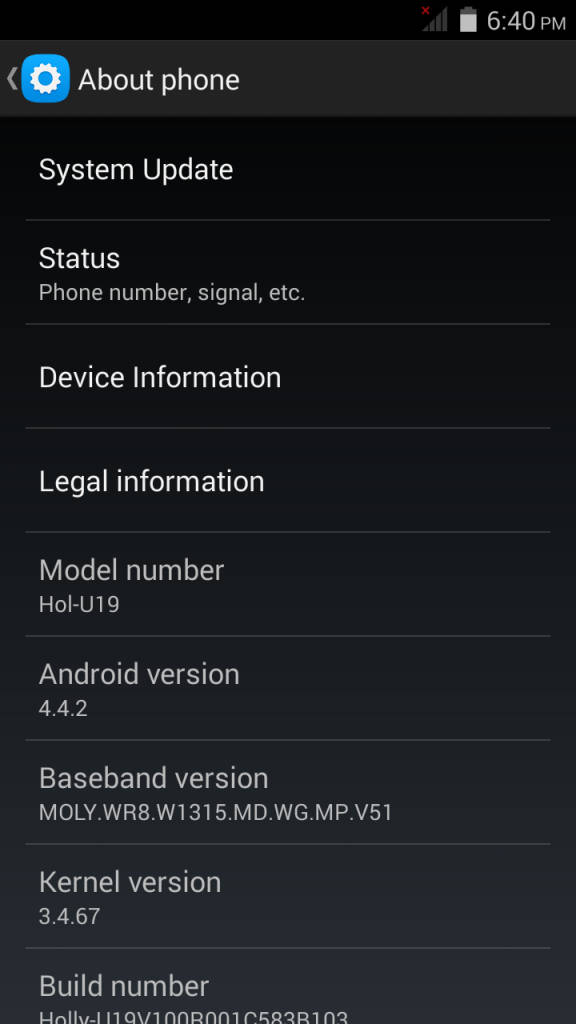 Huawei Honor Holly_about phone