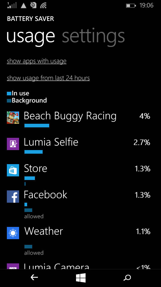 Microsoft Lumia 535_battery usage